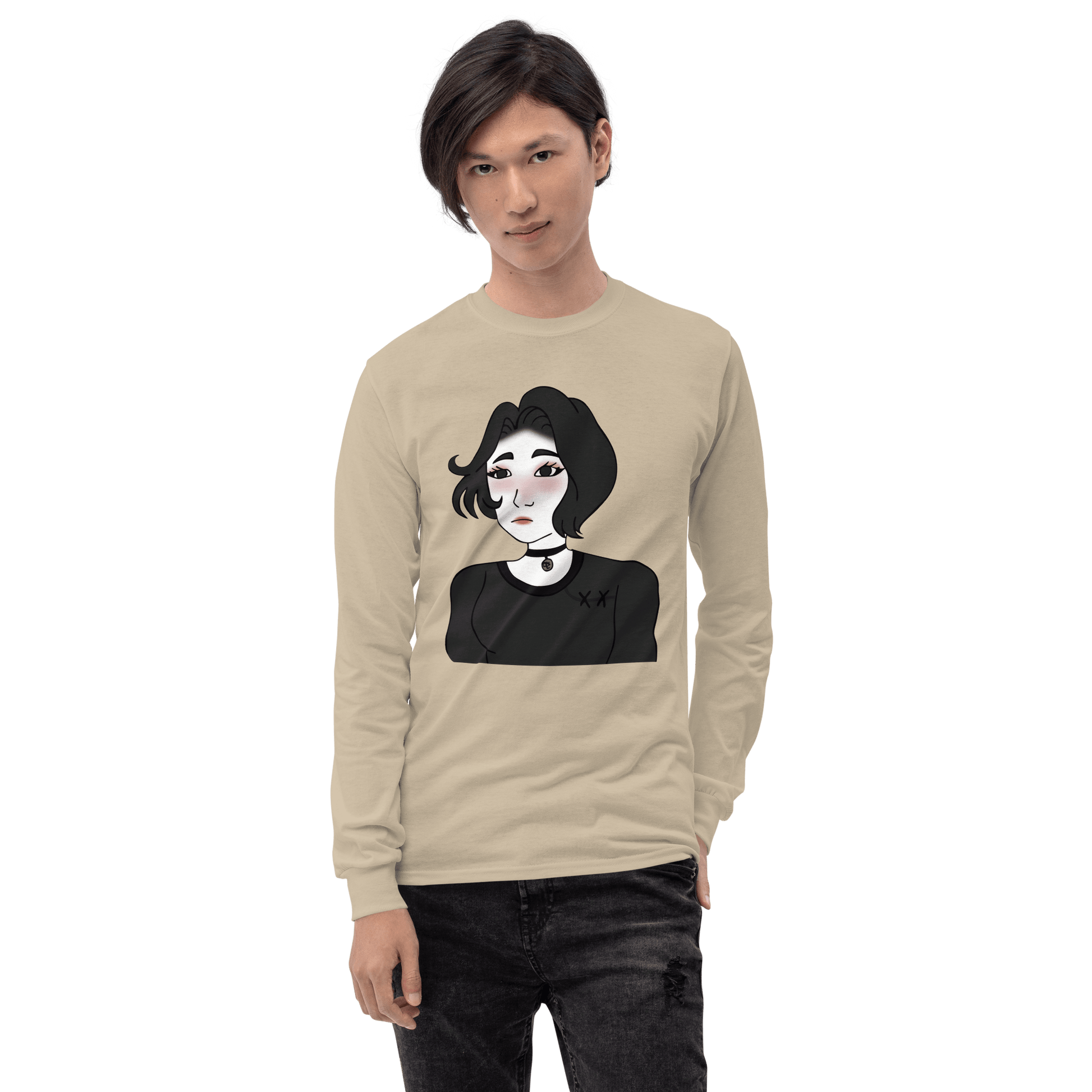 Wojak Girl Long Sleeve T-Shirt Meme - Sport Grey | Shirtposting