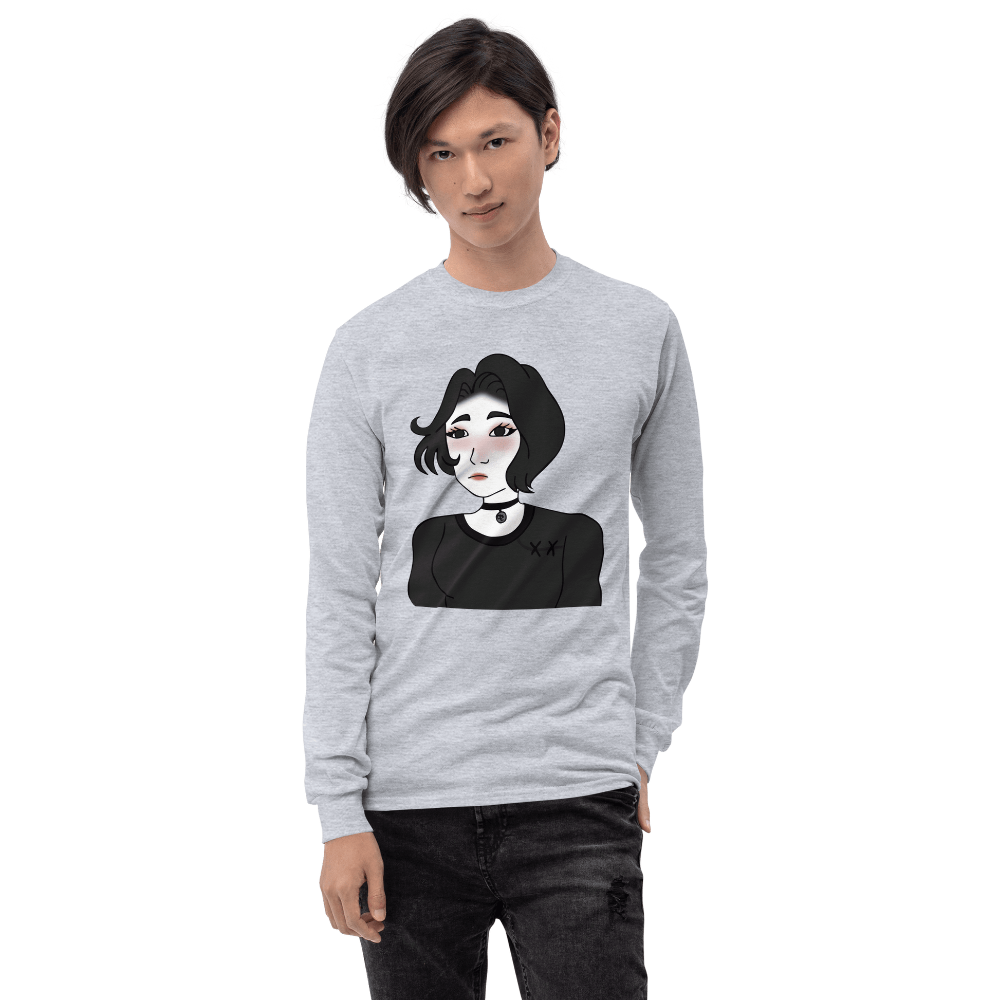 Wojak Girl Long Sleeve T-Shirt Meme - Sport Grey | Shirtposting