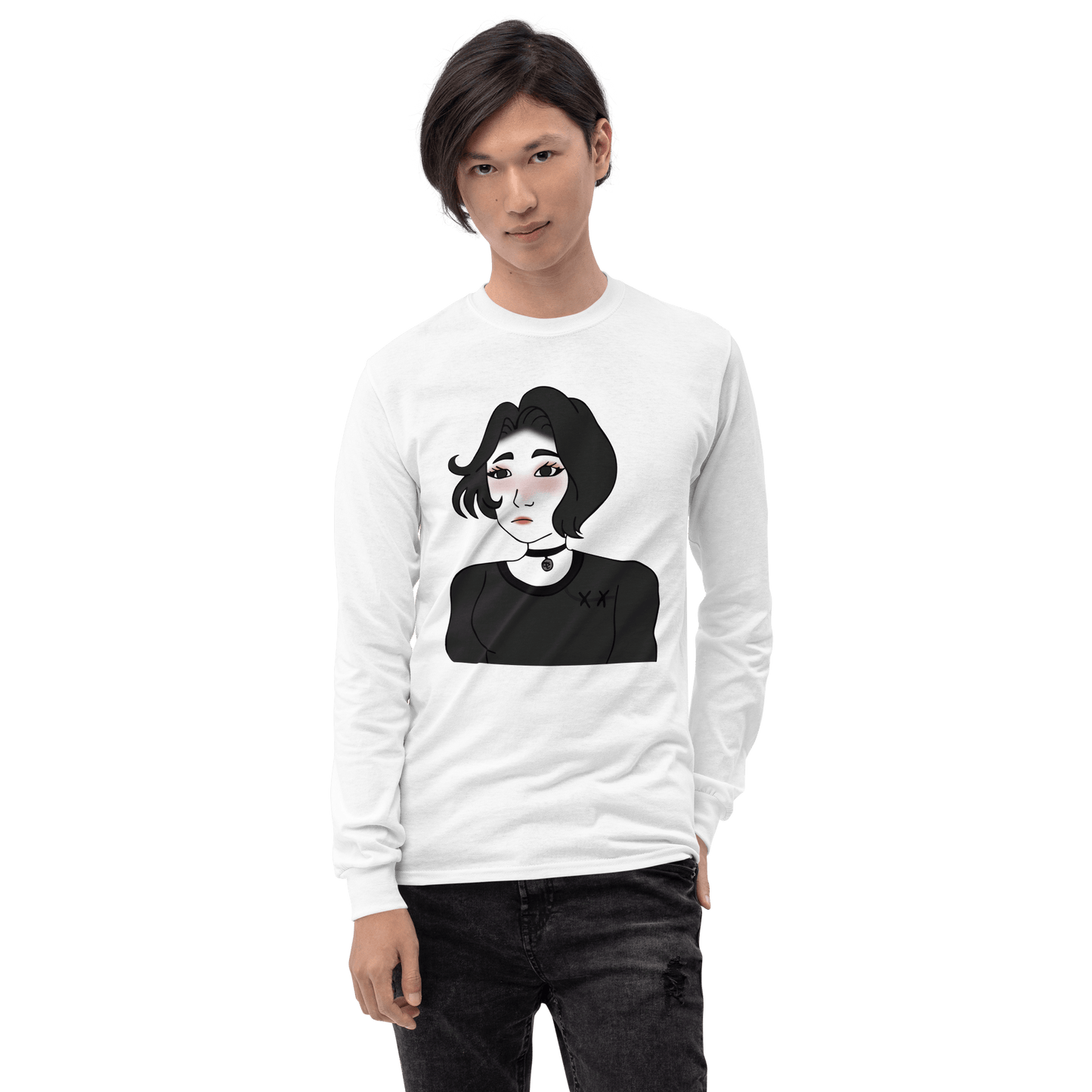 Wojak Girl Long Sleeve T-Shirt Meme - Sport Grey | Shirtposting