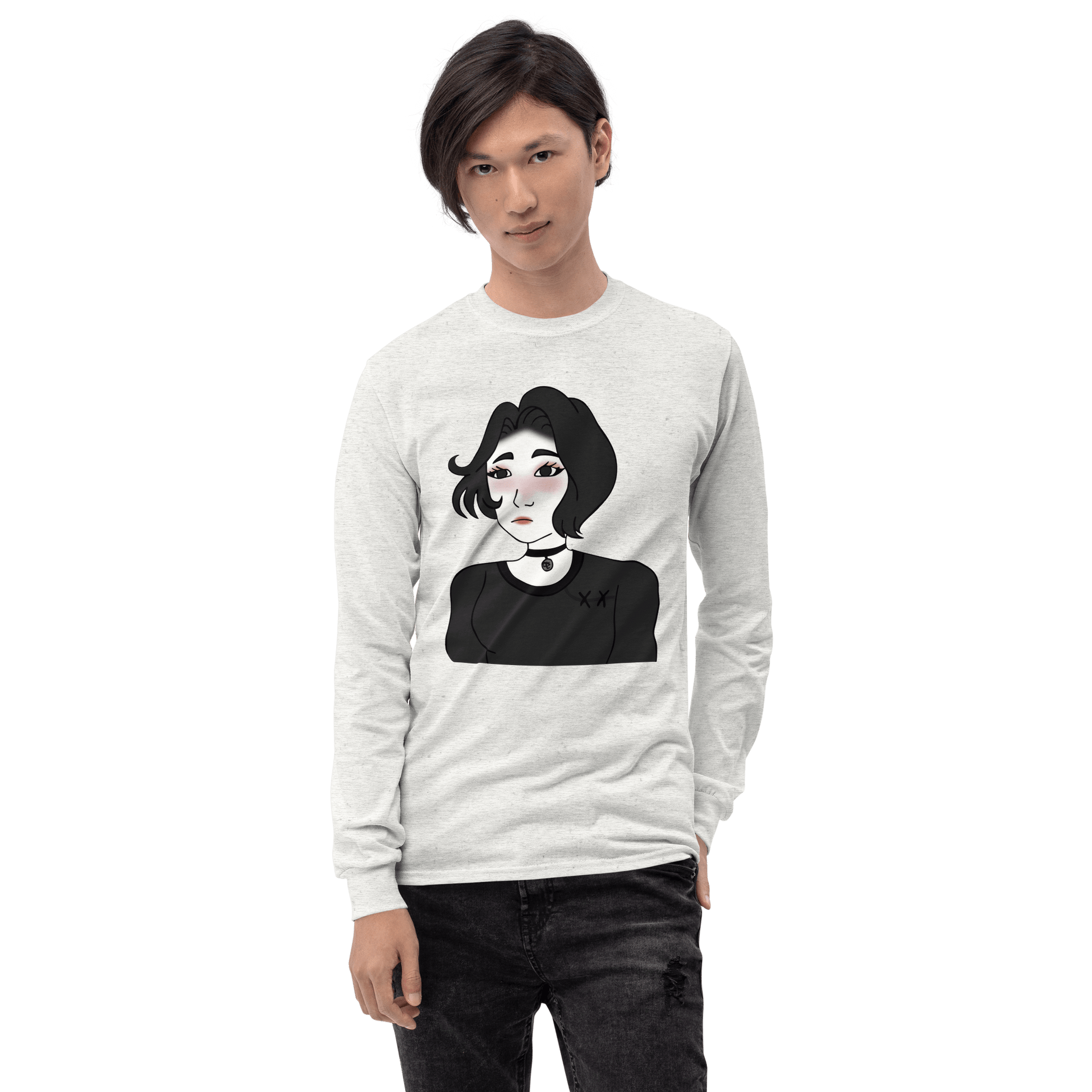 Wojak Girl Long Sleeve T-Shirt Meme - Sport Grey | Shirtposting