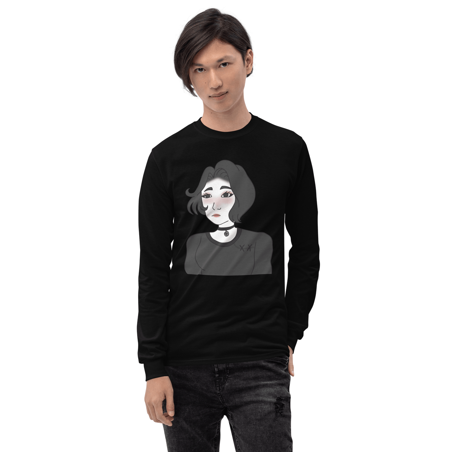 Wojak Girl Long Sleeve T-Shirt Meme - Sport Grey | Shirtposting