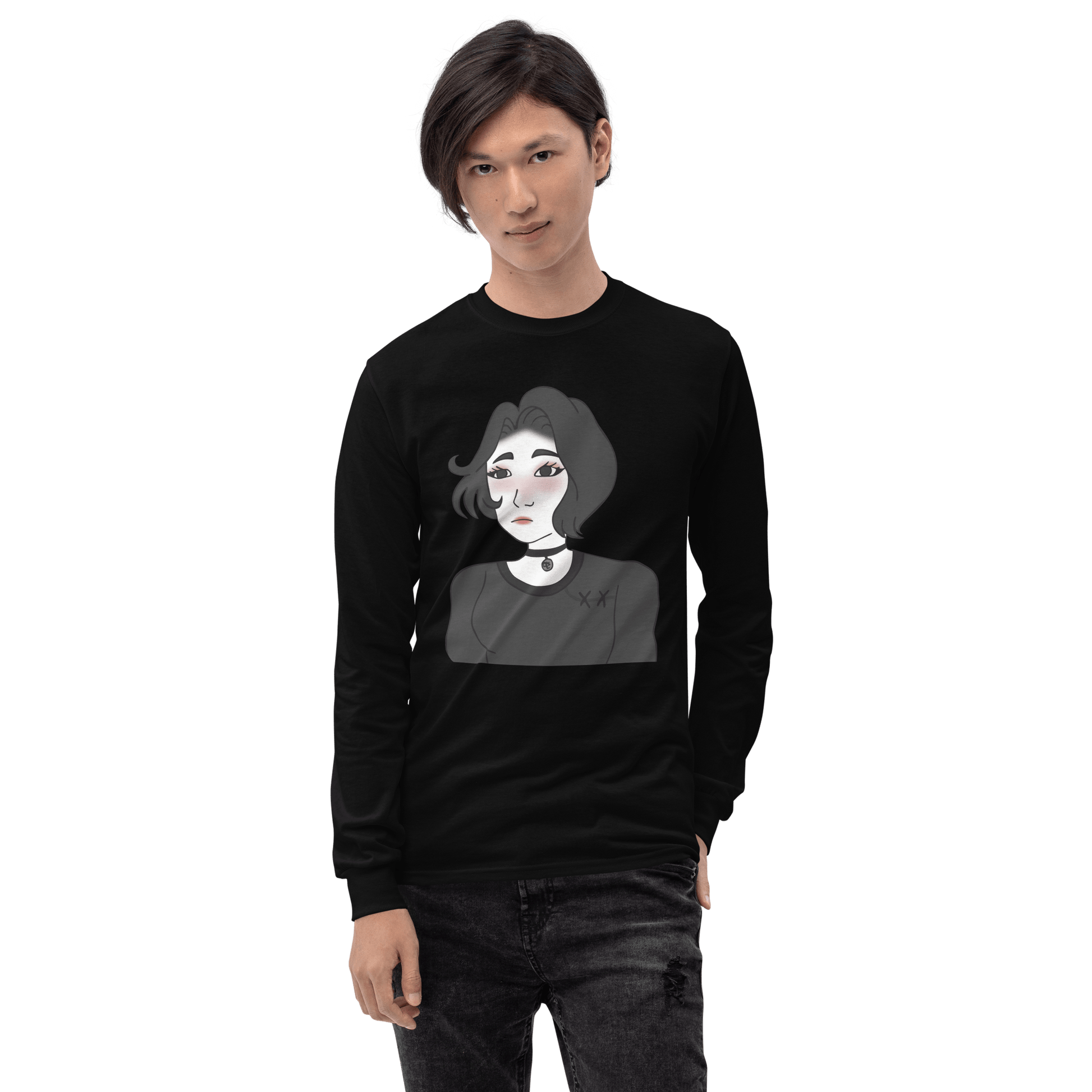 Wojak Girl Long Sleeve T-Shirt Meme - Sport Grey | Shirtposting