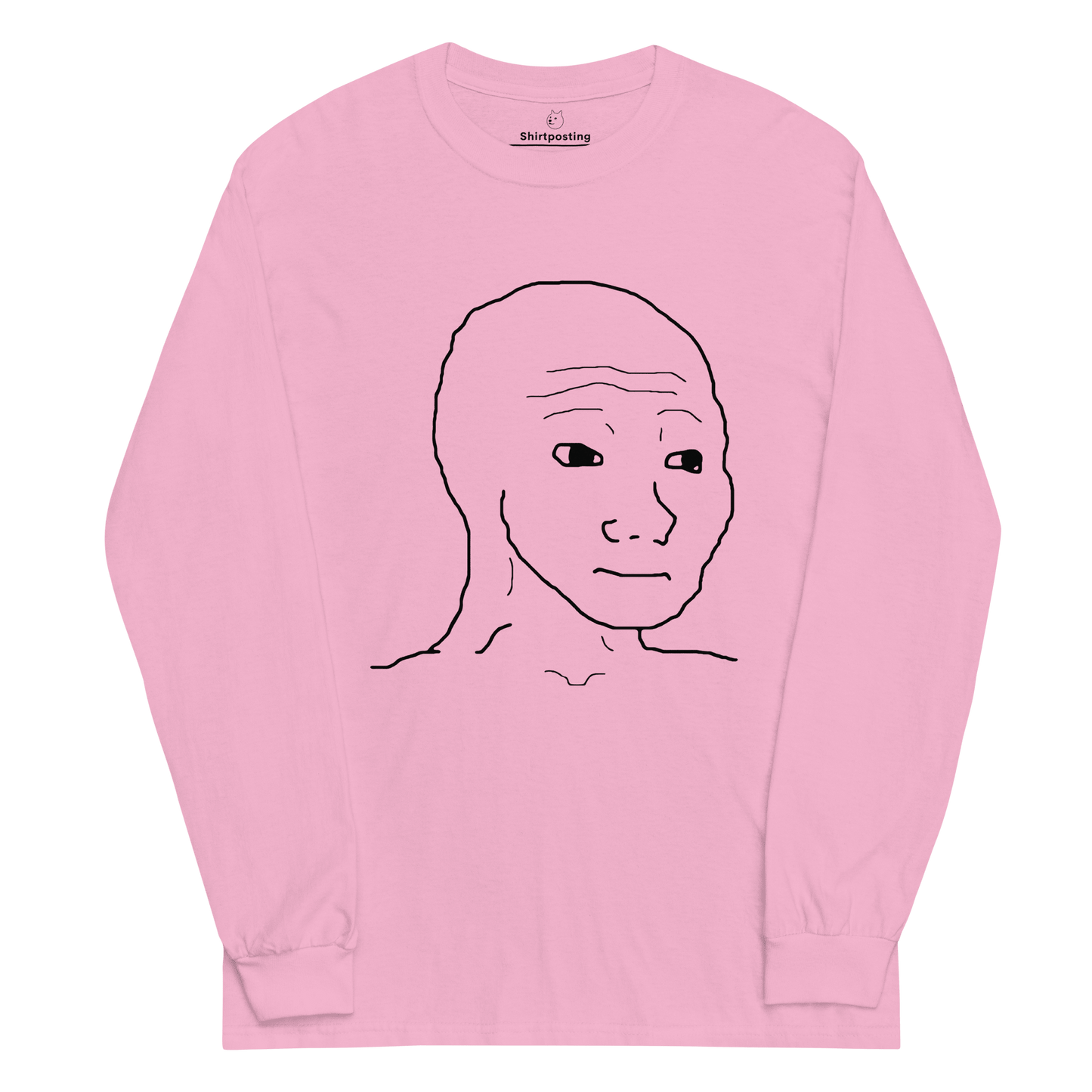Wojak Long Sleeve T-Shirt Meme - Light Pink | Shirtposting