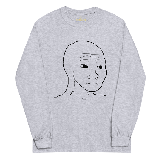 Wojak Long Sleeve T-Shirt Meme - Sport Grey | Shirtposting