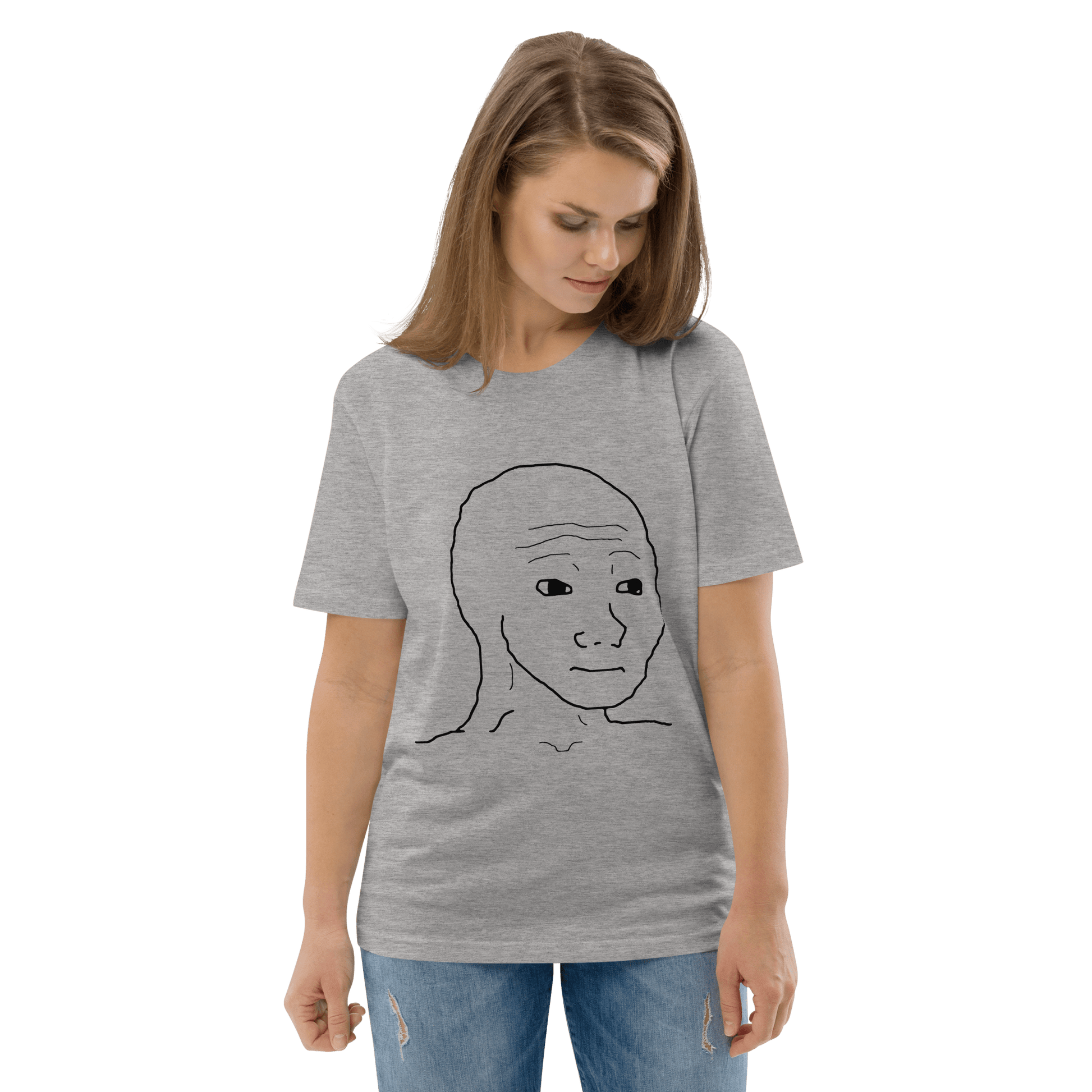 Wojak Premium Organic T-Shirt Meme - Cotton Pink | Shirtposting