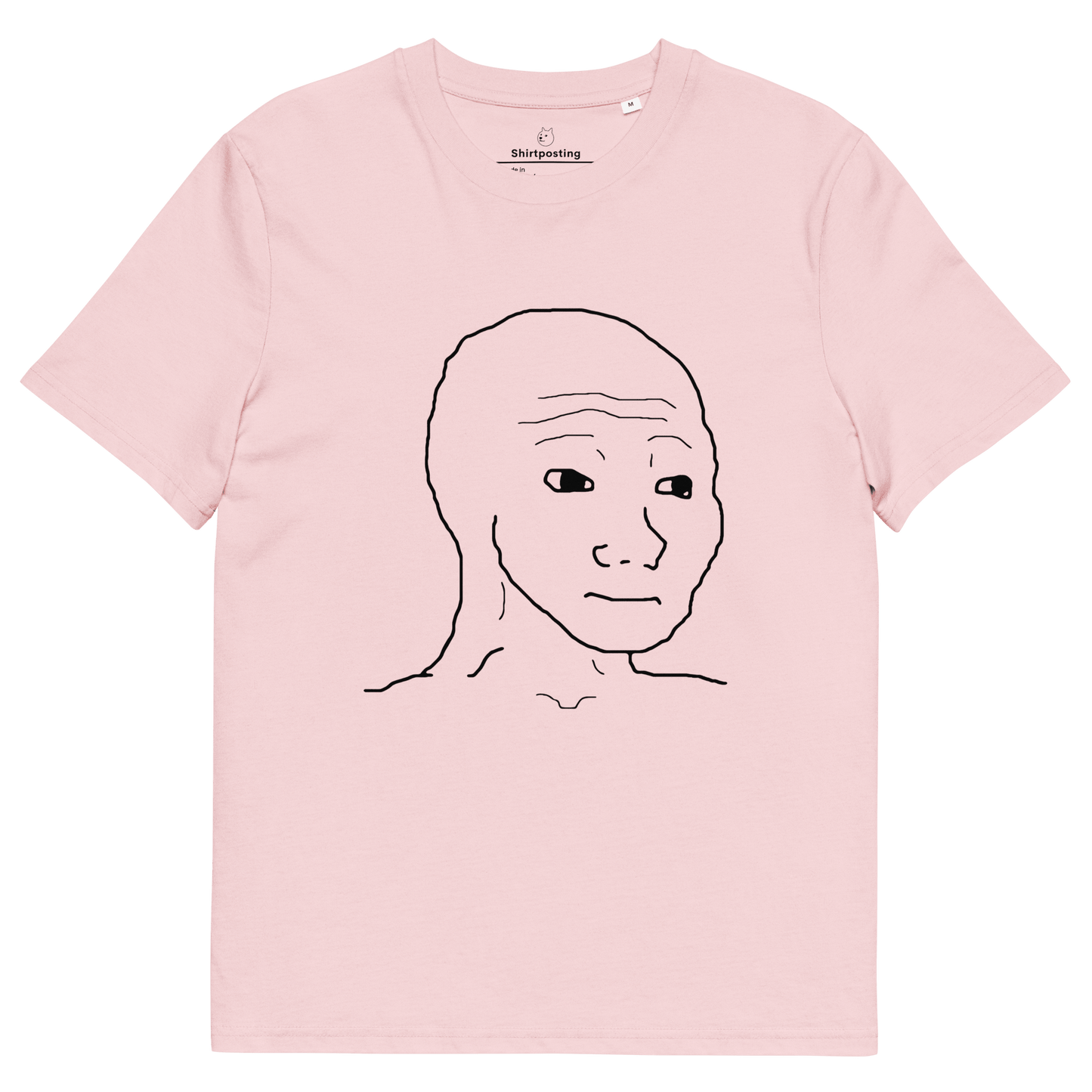 Wojak Premium Organic T-Shirt Meme - Cotton Pink | Shirtposting