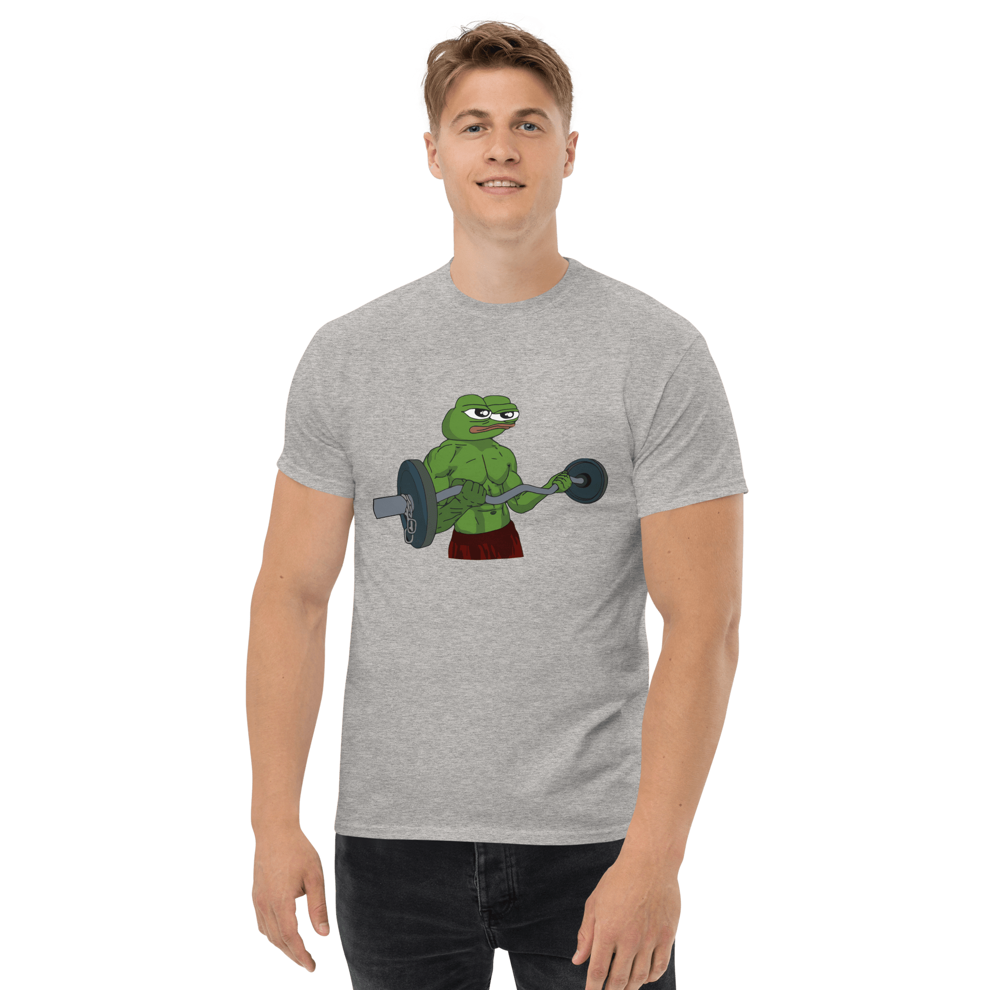 Working Out Pepe Classic T-Shirt Meme - Ash | Shirtposting