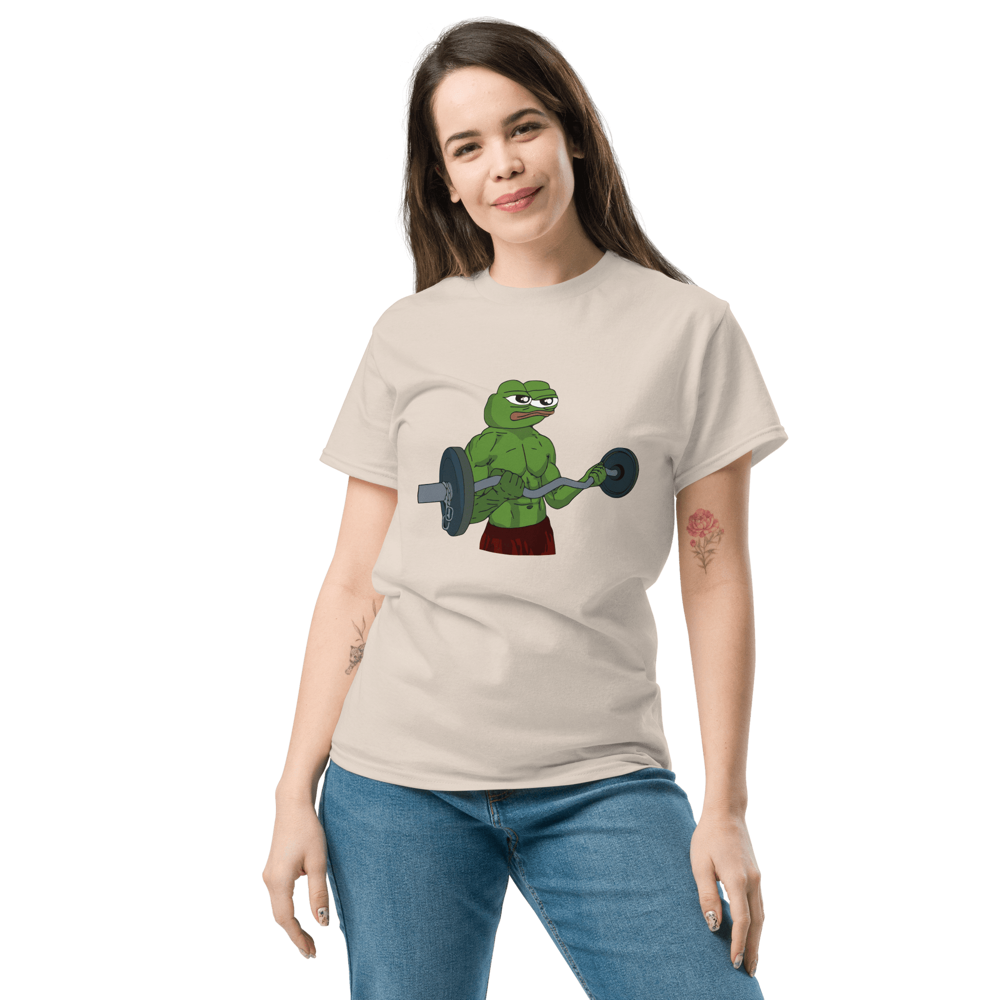 Working Out Pepe Classic T-Shirt Meme - Ash | Shirtposting
