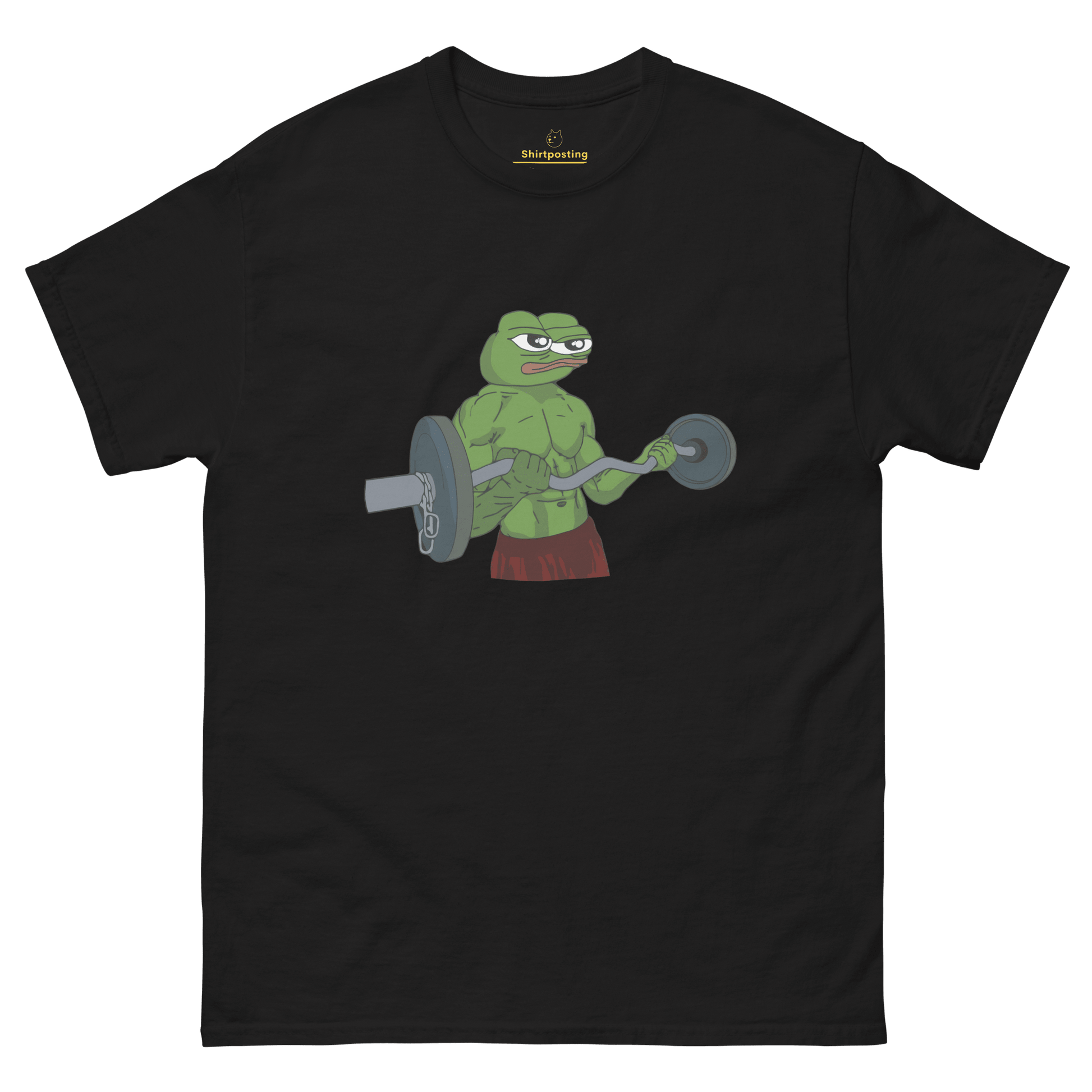 Working Out Pepe Classic T-Shirt Meme - Black | Shirtposting