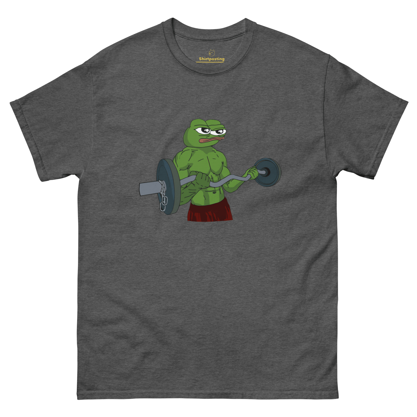 Working Out Pepe Classic T-Shirt Meme - Dark Heather | Shirtposting