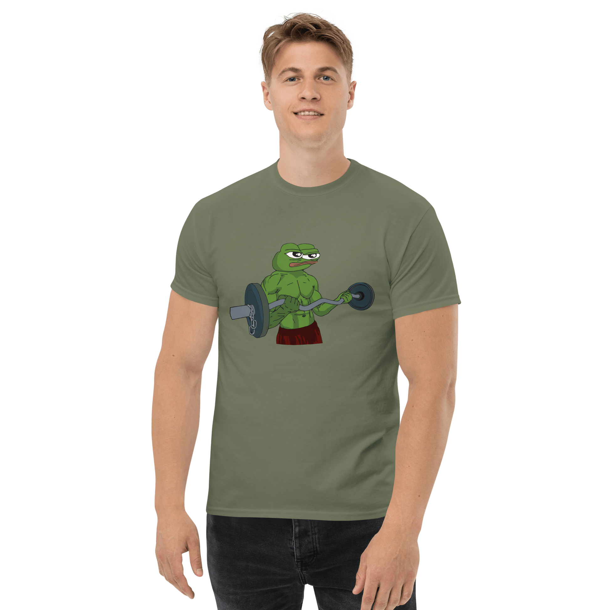Working Out Pepe Classic T-Shirt Meme - Royal | Shirtposting
