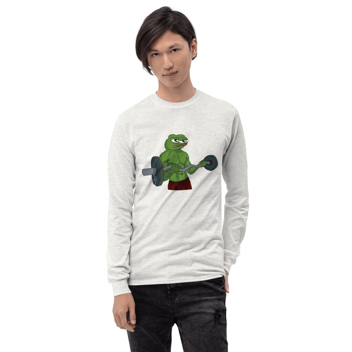 Working Out Pepe Long Sleeve T-Shirt Meme - Sand | Shirtposting
