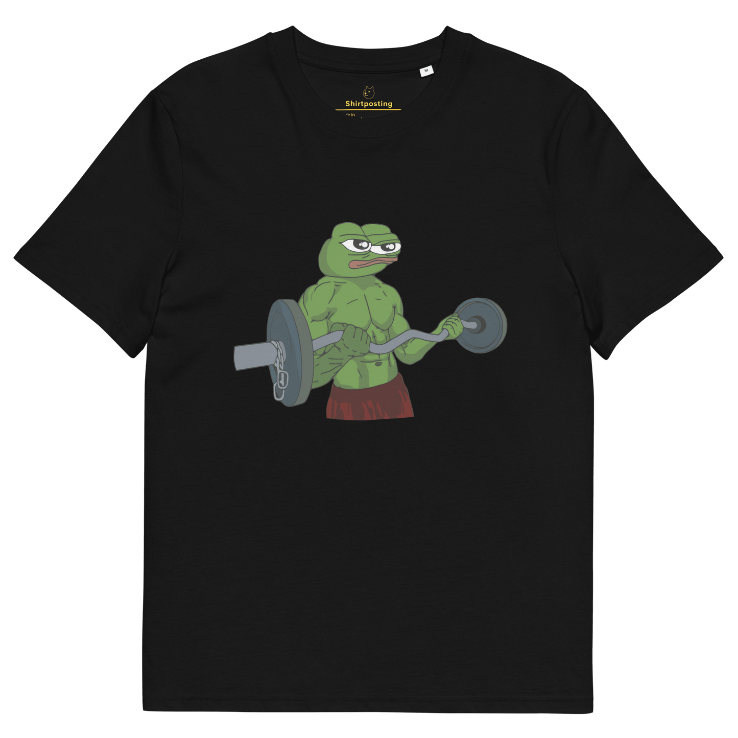 Working Out Pepe Premium Organic T-Shirt Meme - Black | Shirtposting