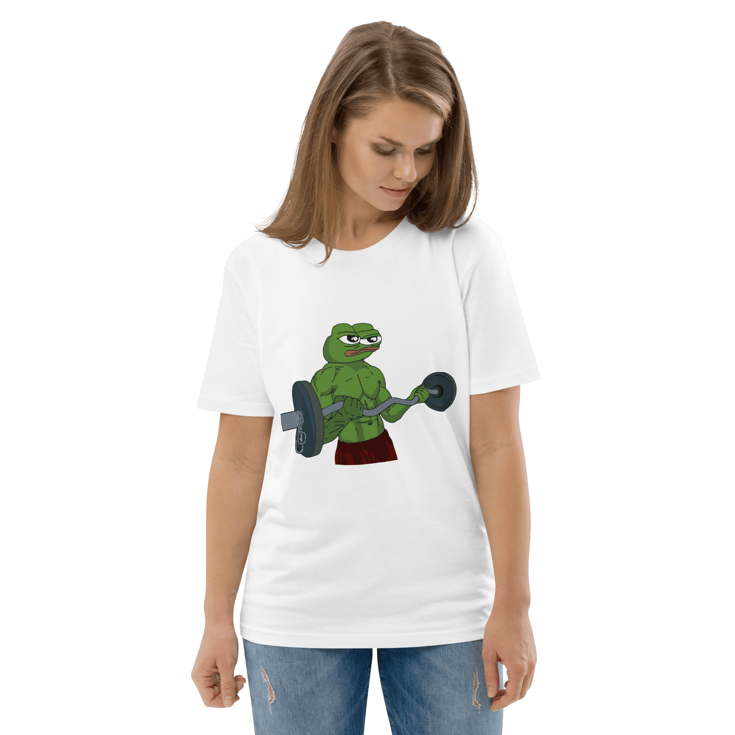 Working Out Pepe Premium Organic T-Shirt Meme - Dark Heather Grey | Shirtposting